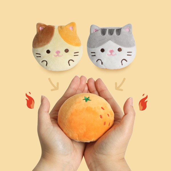 [모찌타운] 꾹꾹이 고양이 귤 리버시블 반전 핫팩인형